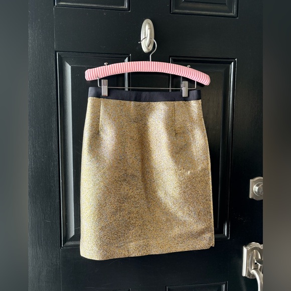 J. Crew 769 Madison Gold Wool Metallic Skirt Size 4 - Picture 3 of 8